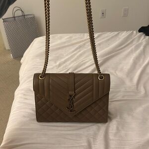 Yves Saint Laurent Tan Quilted Chain Shoulder Bag